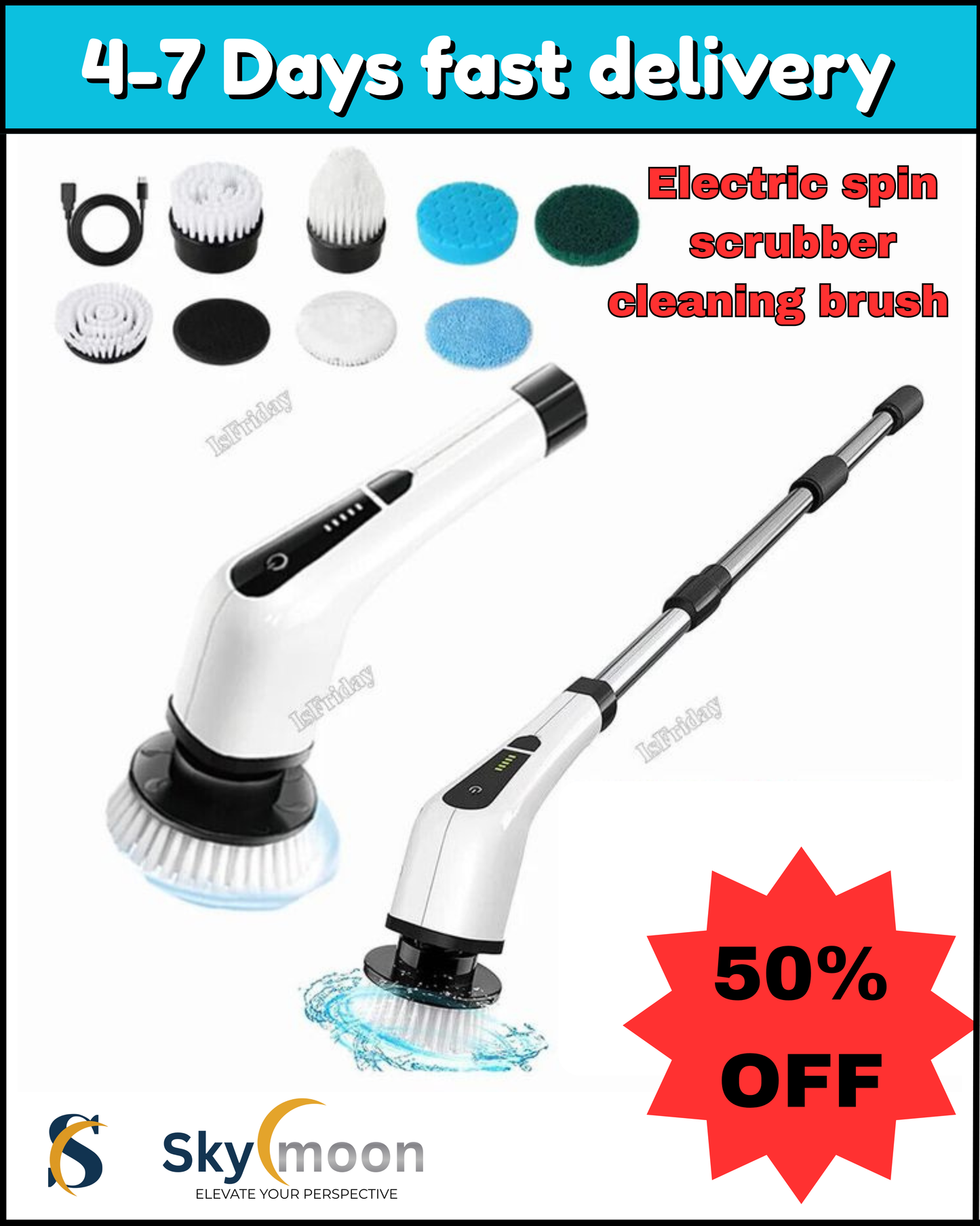Electric Spin Scrubber – Powerful Bathroom & Kitchen Cleaning Brush